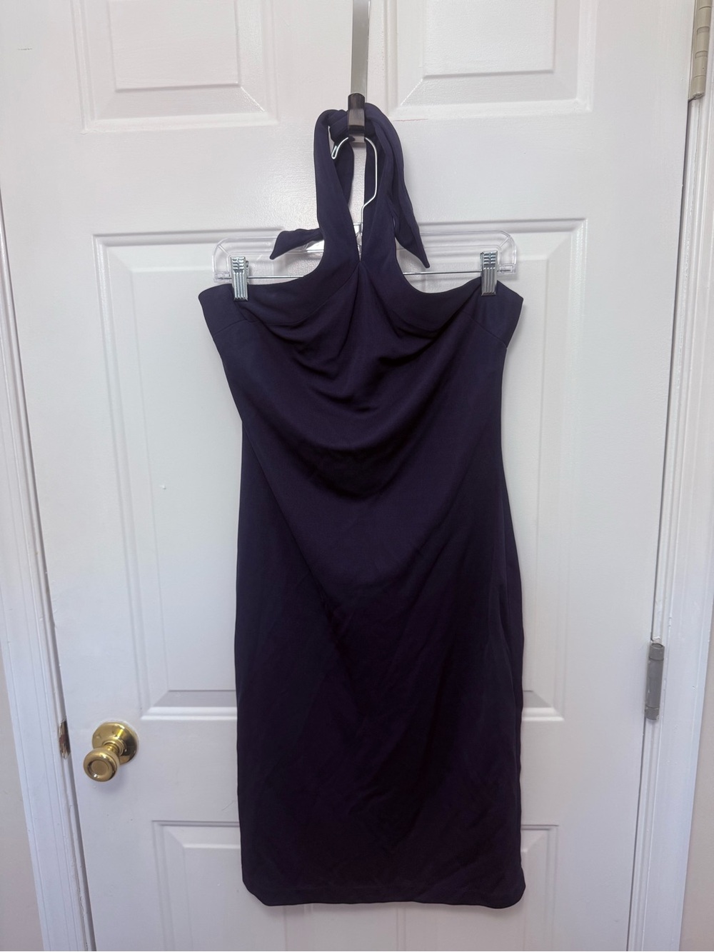 Ralph Lauren Black Label Blue Halter Midi Dress 10 Quiet Luxury Old Money